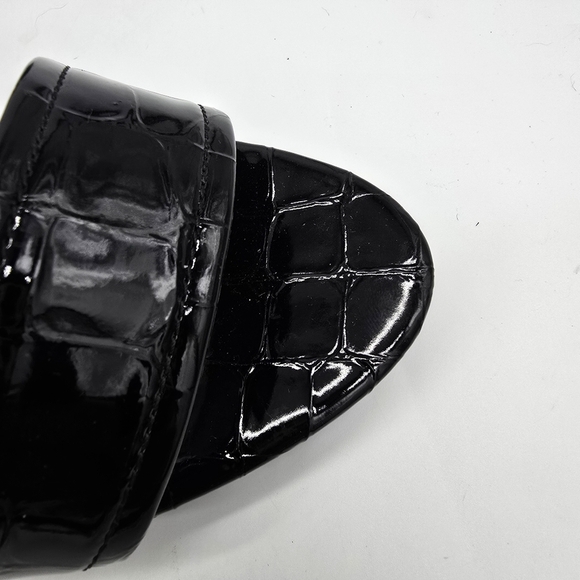 Apostrophe Shoe Women 11M Black Faux Croc High Heels Open Toe Platform - Picture 8 of 10